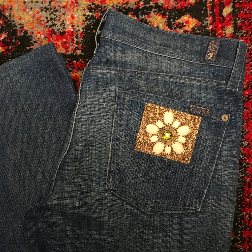7 for all Mankind Pocket Floral Embellishment